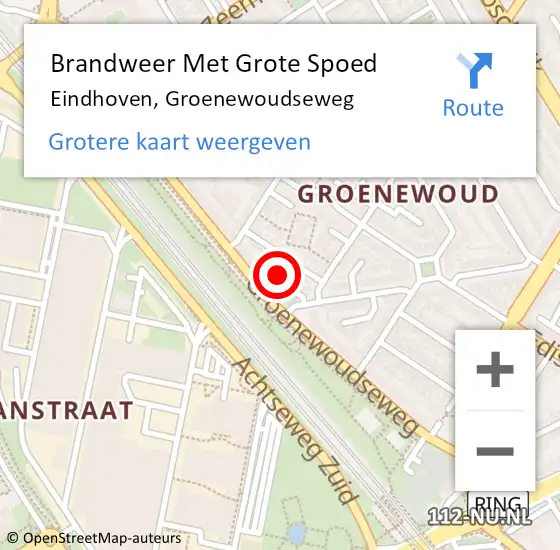 Locatie op kaart van de 112 melding: Brandweer Met Grote Spoed Naar Eindhoven, Groenewoudseweg op 31 maart 2024 16:01