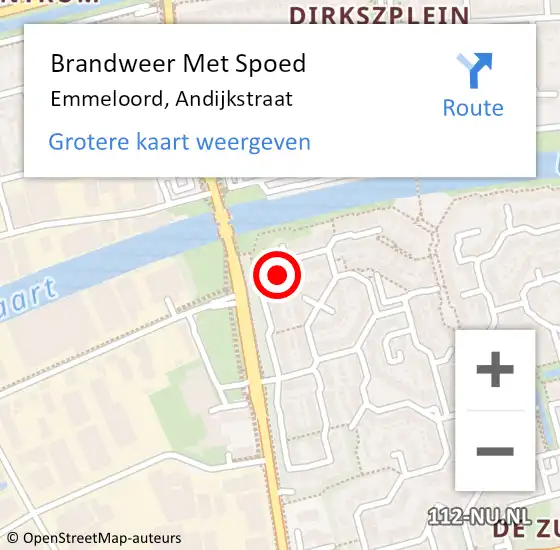 Locatie op kaart van de 112 melding: Brandweer Met Spoed Naar Emmeloord, Andijkstraat op 31 maart 2024 16:05