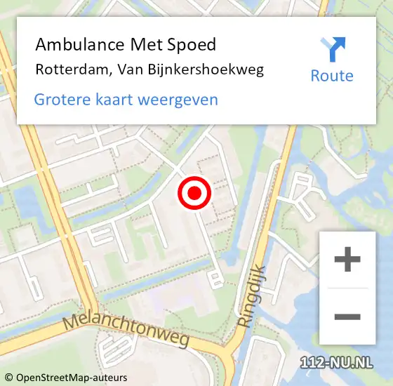 Locatie op kaart van de 112 melding: Ambulance Met Spoed Naar Rotterdam, Van Bijnkershoekweg op 31 maart 2024 16:38