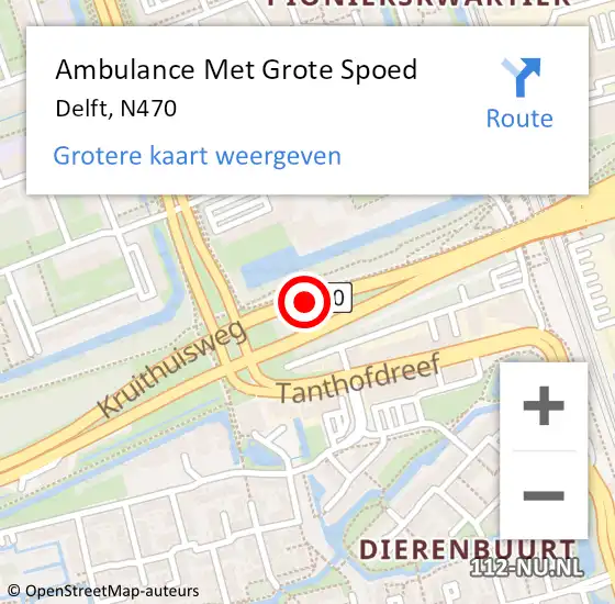 Locatie op kaart van de 112 melding: Ambulance Met Grote Spoed Naar Delft, N470 op 30 september 2014 21:24