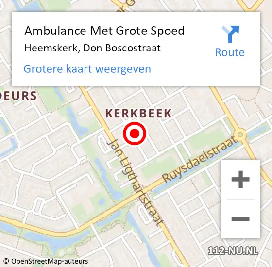 Locatie op kaart van de 112 melding: Ambulance Met Grote Spoed Naar Heemskerk, Don Boscostraat op 31 maart 2024 17:22