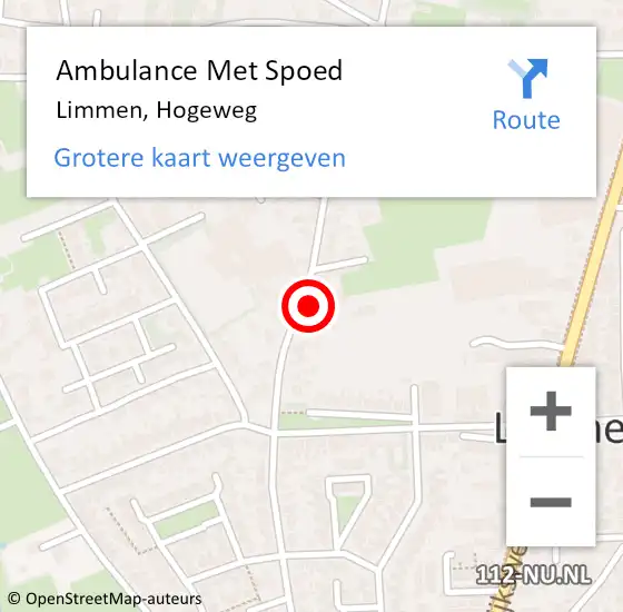 Locatie op kaart van de 112 melding: Ambulance Met Spoed Naar Limmen, Hogeweg op 31 maart 2024 17:56