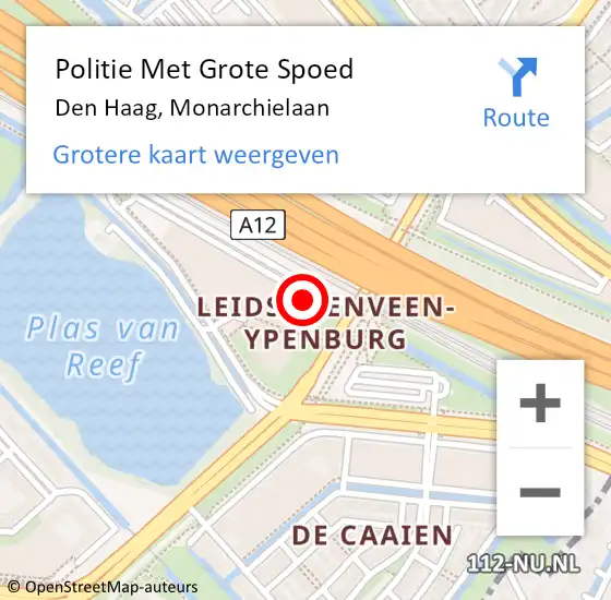 Locatie op kaart van de 112 melding: Politie Met Grote Spoed Naar Den Haag, Monarchielaan op 31 maart 2024 18:17