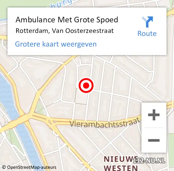 Locatie op kaart van de 112 melding: Ambulance Met Grote Spoed Naar Rotterdam, Van Oosterzeestraat op 31 maart 2024 18:18