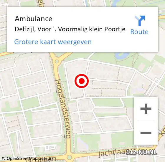 Locatie op kaart van de 112 melding: Ambulance Delfzijl, Voor '. Voormalig klein Poortje op 30 september 2014 21:40