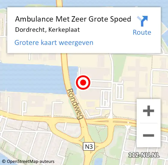 Locatie op kaart van de 112 melding: Ambulance Met Zeer Grote Spoed Naar Dordrecht, Kerkeplaat op 31 maart 2024 18:55