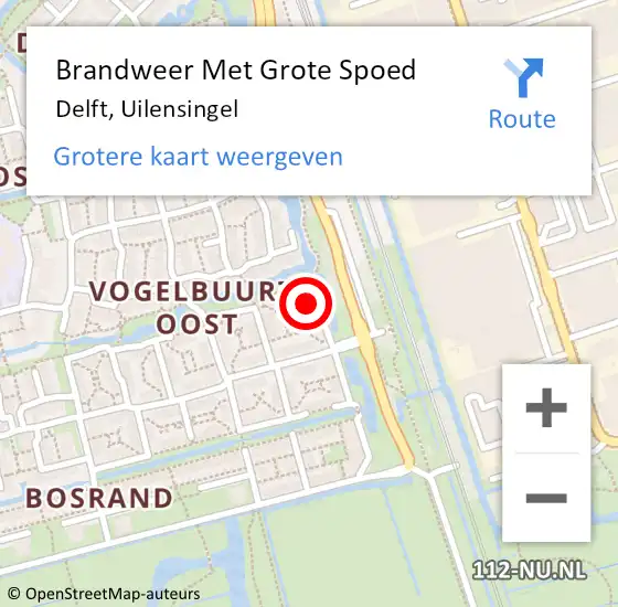 Locatie op kaart van de 112 melding: Brandweer Met Grote Spoed Naar Delft, Uilensingel op 31 maart 2024 18:58