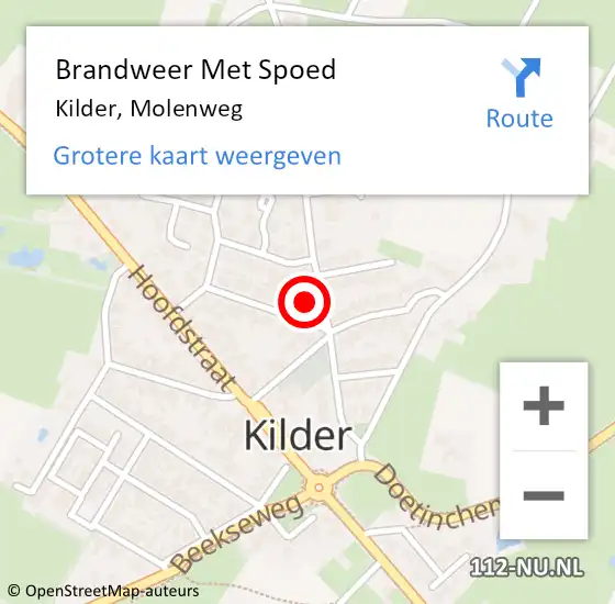 Locatie op kaart van de 112 melding: Brandweer Met Spoed Naar Kilder, Molenweg op 31 maart 2024 19:01