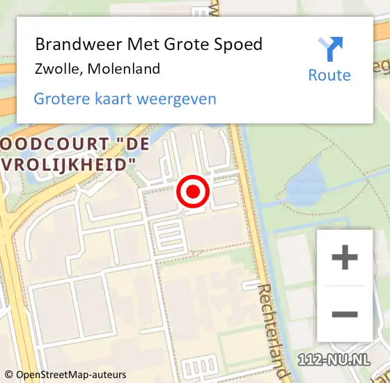 Locatie op kaart van de 112 melding: Brandweer Met Grote Spoed Naar Zwolle, Molenland op 31 maart 2024 19:04