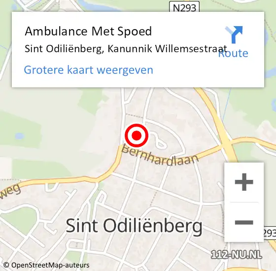Locatie op kaart van de 112 melding: Ambulance Met Spoed Naar Sint Odiliënberg, Kanunnik Willemsestraat op 31 maart 2024 19:19