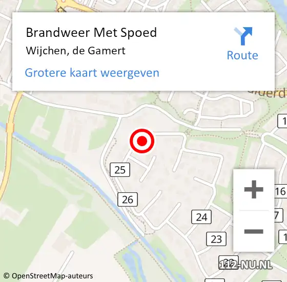 Locatie op kaart van de 112 melding: Brandweer Met Spoed Naar Wijchen, de Gamert op 31 maart 2024 19:22