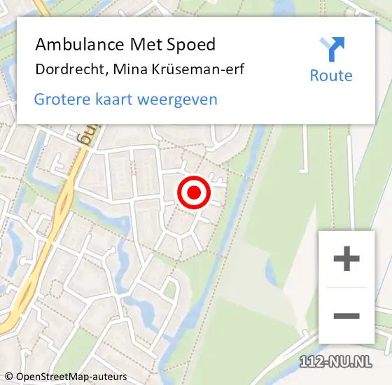 Locatie op kaart van de 112 melding: Ambulance Met Spoed Naar Dordrecht, Mina Krüseman-erf op 31 maart 2024 19:27