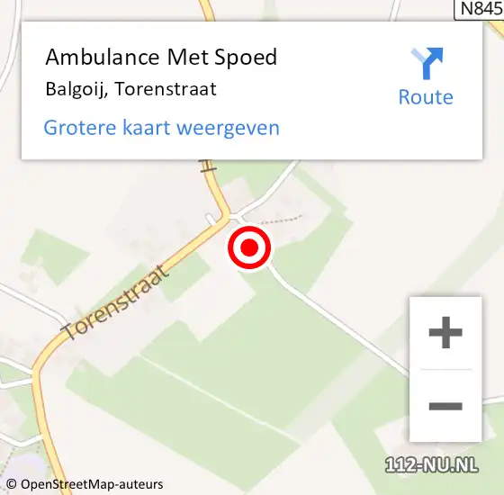 Locatie op kaart van de 112 melding: Ambulance Met Spoed Naar Balgoij, Torenstraat op 30 september 2014 21:50