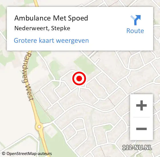 Locatie op kaart van de 112 melding: Ambulance Met Spoed Naar Nederweert, Stepke op 31 maart 2024 19:53