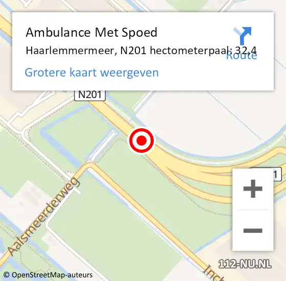 Locatie op kaart van de 112 melding: Ambulance Met Spoed Naar Haarlemmermeer, N201 hectometerpaal: 32,4 op 31 maart 2024 20:04
