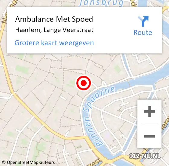 Locatie op kaart van de 112 melding: Ambulance Met Spoed Naar Haarlem, Lange Veerstraat op 31 maart 2024 20:08