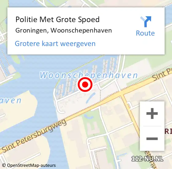 Locatie op kaart van de 112 melding: Politie Met Grote Spoed Naar Groningen, Woonschepenhaven op 31 maart 2024 20:22