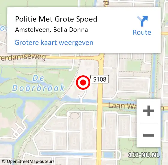 Locatie op kaart van de 112 melding: Politie Met Grote Spoed Naar Amstelveen, Bella Donna op 31 maart 2024 20:40