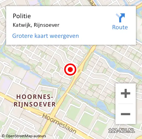 Locatie op kaart van de 112 melding: Politie Katwijk, Rijnsoever op 31 maart 2024 20:57
