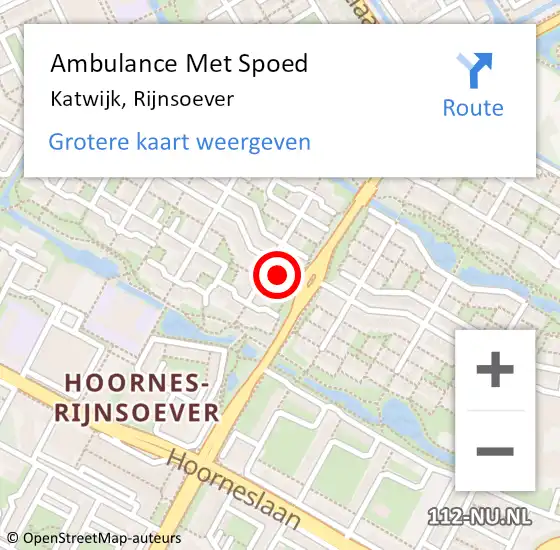 Locatie op kaart van de 112 melding: Ambulance Met Spoed Naar Katwijk, Rijnsoever op 31 maart 2024 21:01