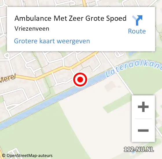 Locatie op kaart van de 112 melding: Ambulance Met Zeer Grote Spoed Naar Vriezenveen op 31 maart 2024 21:08