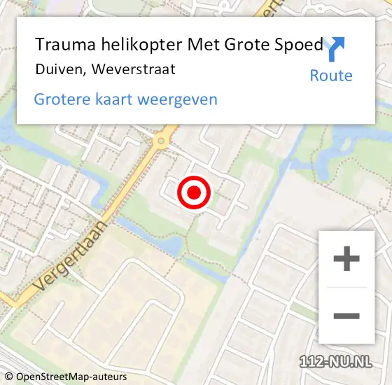 Locatie op kaart van de 112 melding: Trauma helikopter Met Grote Spoed Naar Duiven, Weverstraat op 31 maart 2024 21:14