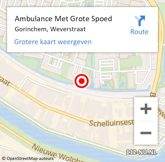 Locatie op kaart van de 112 melding: Ambulance Met Grote Spoed Naar Gorinchem, Weverstraat op 31 maart 2024 21:15