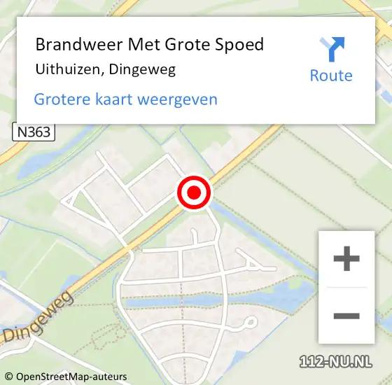 Locatie op kaart van de 112 melding: Brandweer Met Grote Spoed Naar Uithuizen, Dingeweg op 30 september 2014 22:17