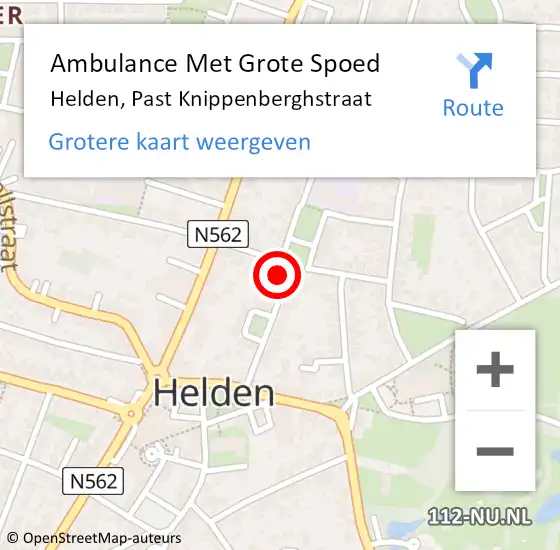 Locatie op kaart van de 112 melding: Ambulance Met Grote Spoed Naar Helden, Past Knippenberghstraat op 30 september 2014 22:19