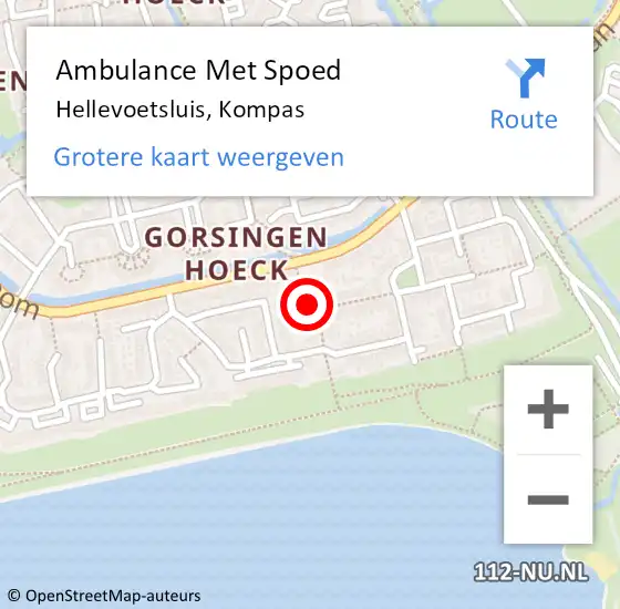 Locatie op kaart van de 112 melding: Ambulance Met Spoed Naar Hellevoetsluis, Kompas op 31 maart 2024 21:56