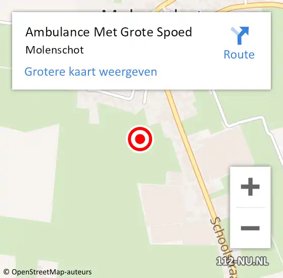 Locatie op kaart van de 112 melding: Ambulance Met Grote Spoed Naar Molenschot op 31 maart 2024 22:04