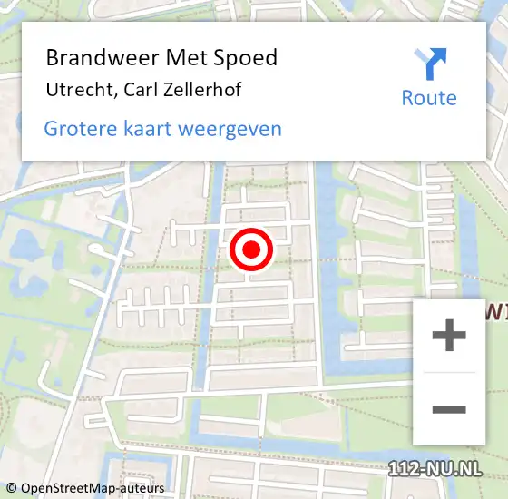 Locatie op kaart van de 112 melding: Brandweer Met Spoed Naar Utrecht, Carl Zellerhof op 31 maart 2024 22:16