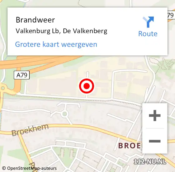 Locatie op kaart van de 112 melding: Brandweer Valkenburg Lb, De Valkenberg op 30 september 2014 22:25