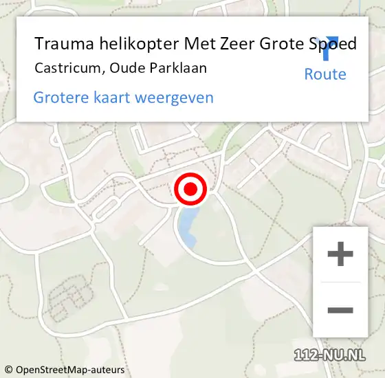 Locatie op kaart van de 112 melding: Trauma helikopter Met Zeer Grote Spoed Naar Castricum, Oude Parklaan op 31 maart 2024 22:21