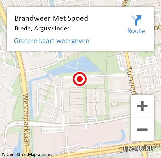 Locatie op kaart van de 112 melding: Brandweer Met Spoed Naar Breda, Argusvlinder op 31 maart 2024 22:38