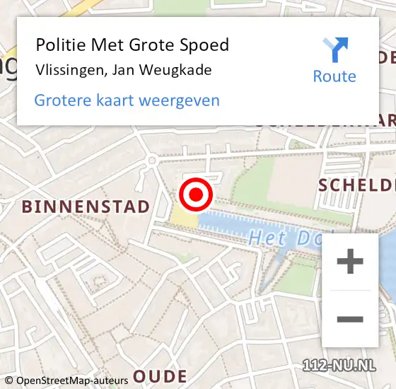 Locatie op kaart van de 112 melding: Politie Met Grote Spoed Naar Vlissingen, Jan Weugkade op 31 maart 2024 22:40