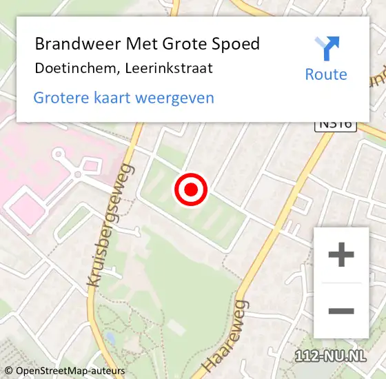 Locatie op kaart van de 112 melding: Brandweer Met Grote Spoed Naar Doetinchem, Leerinkstraat op 31 maart 2024 22:49