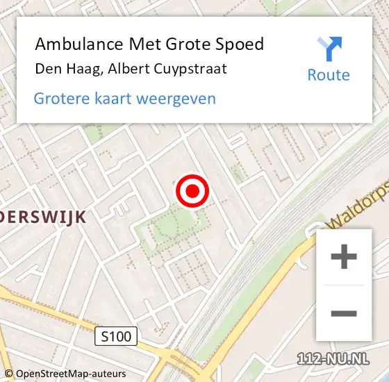 Locatie op kaart van de 112 melding: Ambulance Met Grote Spoed Naar Den Haag, Albert Cuypstraat op 31 maart 2024 22:54