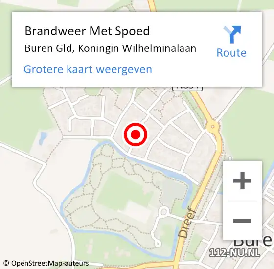 Locatie op kaart van de 112 melding: Brandweer Met Spoed Naar Buren Gld, Koningin Wilhelminalaan op 30 september 2014 22:35