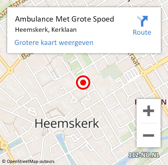 Locatie op kaart van de 112 melding: Ambulance Met Grote Spoed Naar Heemskerk, Kerklaan op 31 maart 2024 23:23