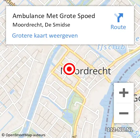 Locatie op kaart van de 112 melding: Ambulance Met Grote Spoed Naar Moordrecht, De Smidse op 31 maart 2024 23:41