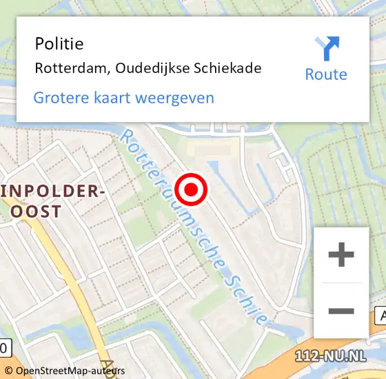 Locatie op kaart van de 112 melding: Politie Rotterdam, Oudedijkse Schiekade op 31 maart 2024 23:44