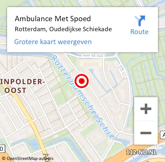 Locatie op kaart van de 112 melding: Ambulance Met Spoed Naar Rotterdam, Oudedijkse Schiekade op 31 maart 2024 23:44