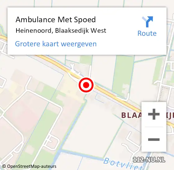 Locatie op kaart van de 112 melding: Ambulance Met Spoed Naar Heinenoord, Blaaksedijk West op 1 april 2024 00:49