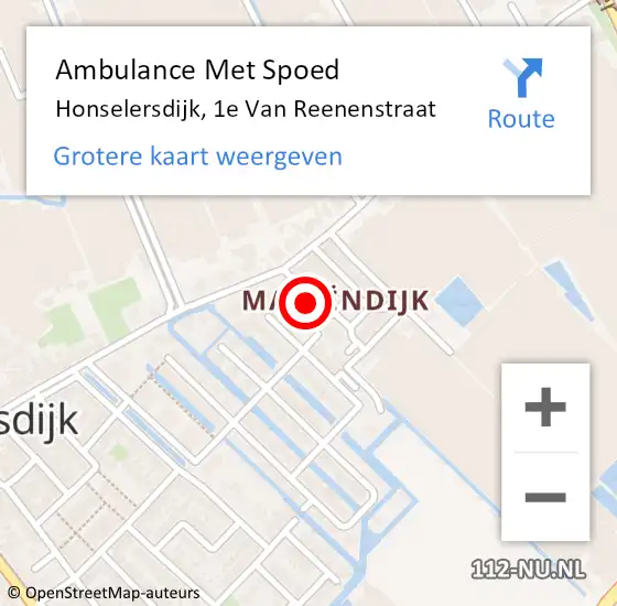 Locatie op kaart van de 112 melding: Ambulance Met Spoed Naar Honselersdijk, 1e Van Reenenstraat op 1 april 2024 01:22