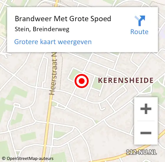 Locatie op kaart van de 112 melding: Brandweer Met Grote Spoed Naar Stein, Breinderweg op 1 april 2024 02:06