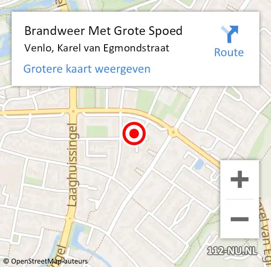 Locatie op kaart van de 112 melding: Brandweer Met Grote Spoed Naar Venlo, Karel van Egmondstraat op 1 april 2024 03:00