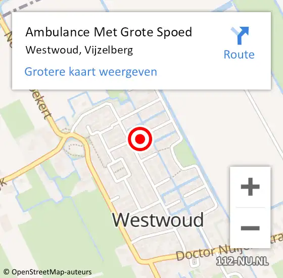 Locatie op kaart van de 112 melding: Ambulance Met Grote Spoed Naar Westwoud, Vijzelberg op 1 april 2024 04:38