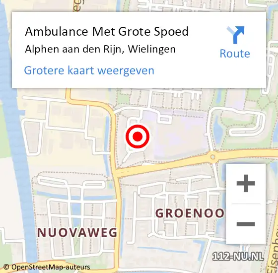 Locatie op kaart van de 112 melding: Ambulance Met Grote Spoed Naar Alphen aan den Rijn, Wielingen op 1 april 2024 04:50