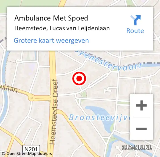 Locatie op kaart van de 112 melding: Ambulance Met Spoed Naar Heemstede, Lucas van Leijdenlaan op 1 april 2024 05:34